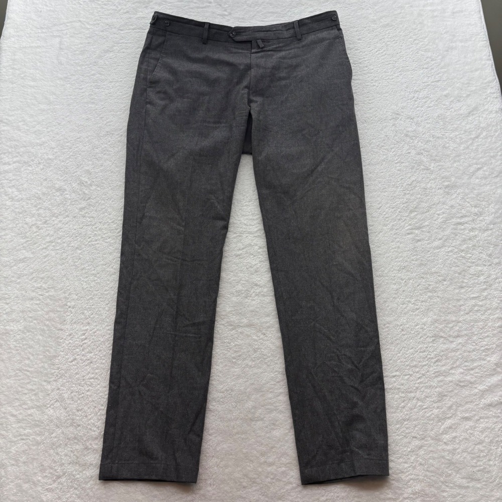 Boggi Milano Mens Grey Flannel Dress Pants Size 52 IT Straight Leg Flat Front